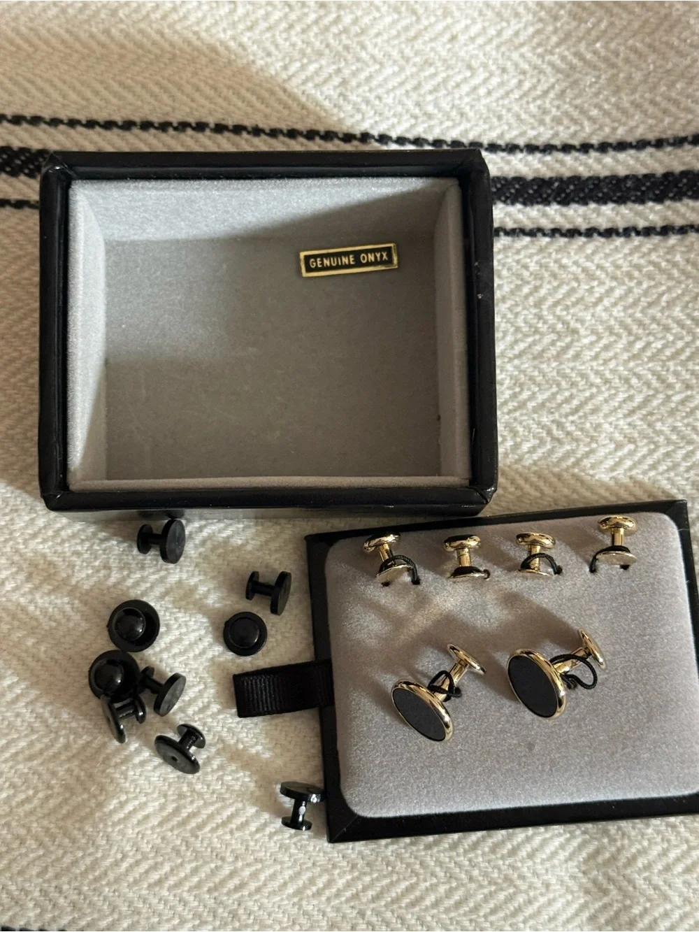 Black onyx and gold Cufflinks Men's Formal Accessories